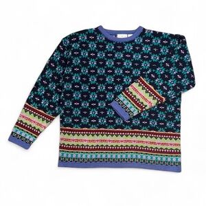 Signature Expressions Vintage Colorful Fair Isle Sweater Size XL